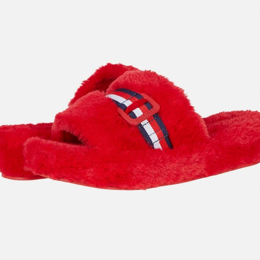 Womens Tommy Hilfiger faux-fur sandal